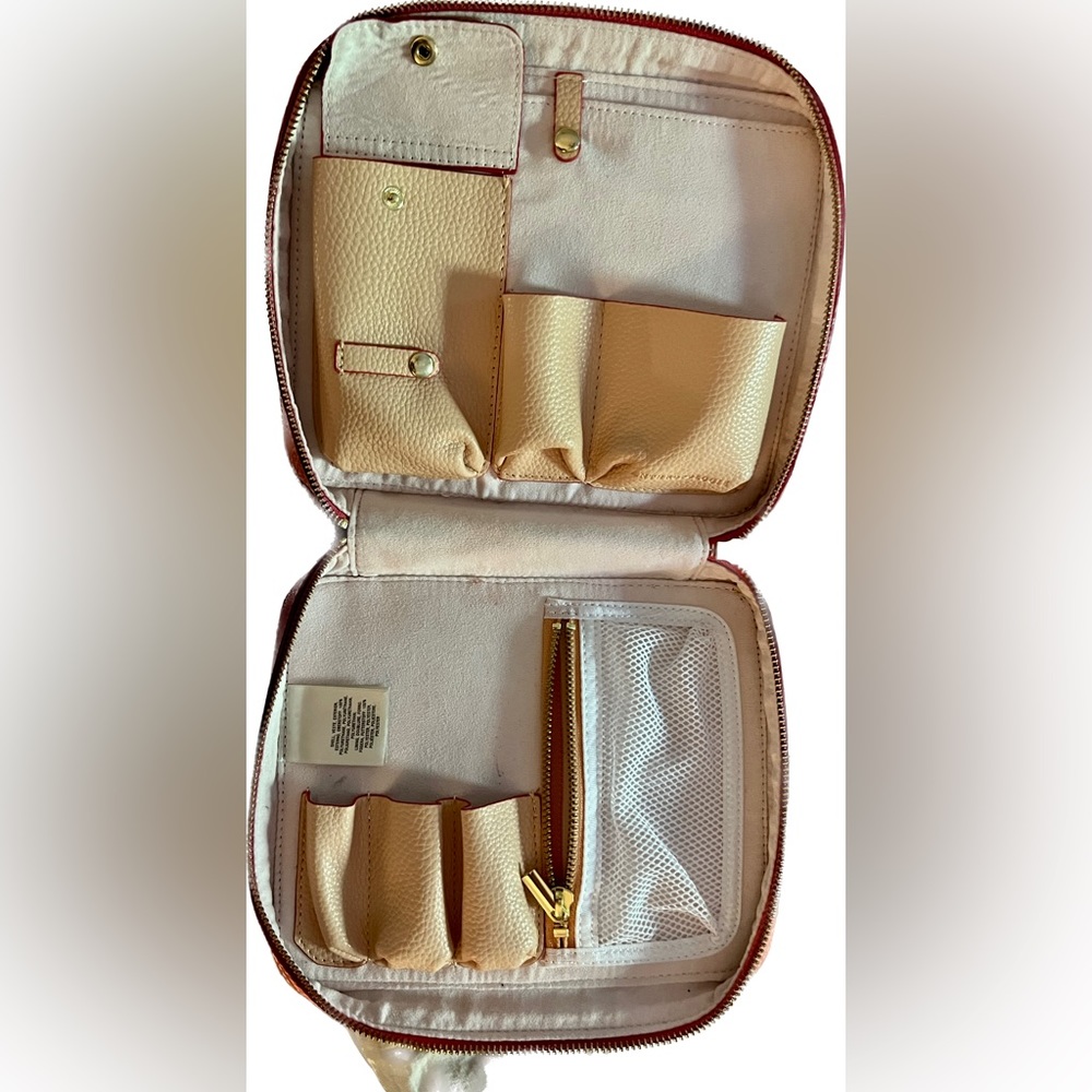 Anthropologie Coral Travel Case with Gold Accents